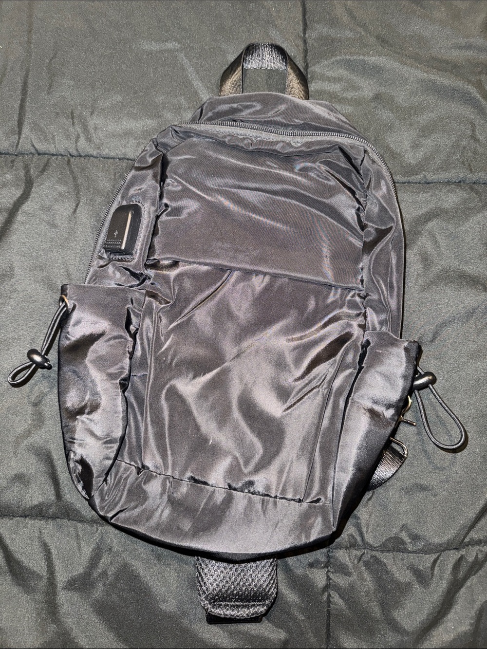 Men's Black Nylon Sling Backpack - Unbranded